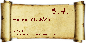 Verner Aladár névjegykártya
